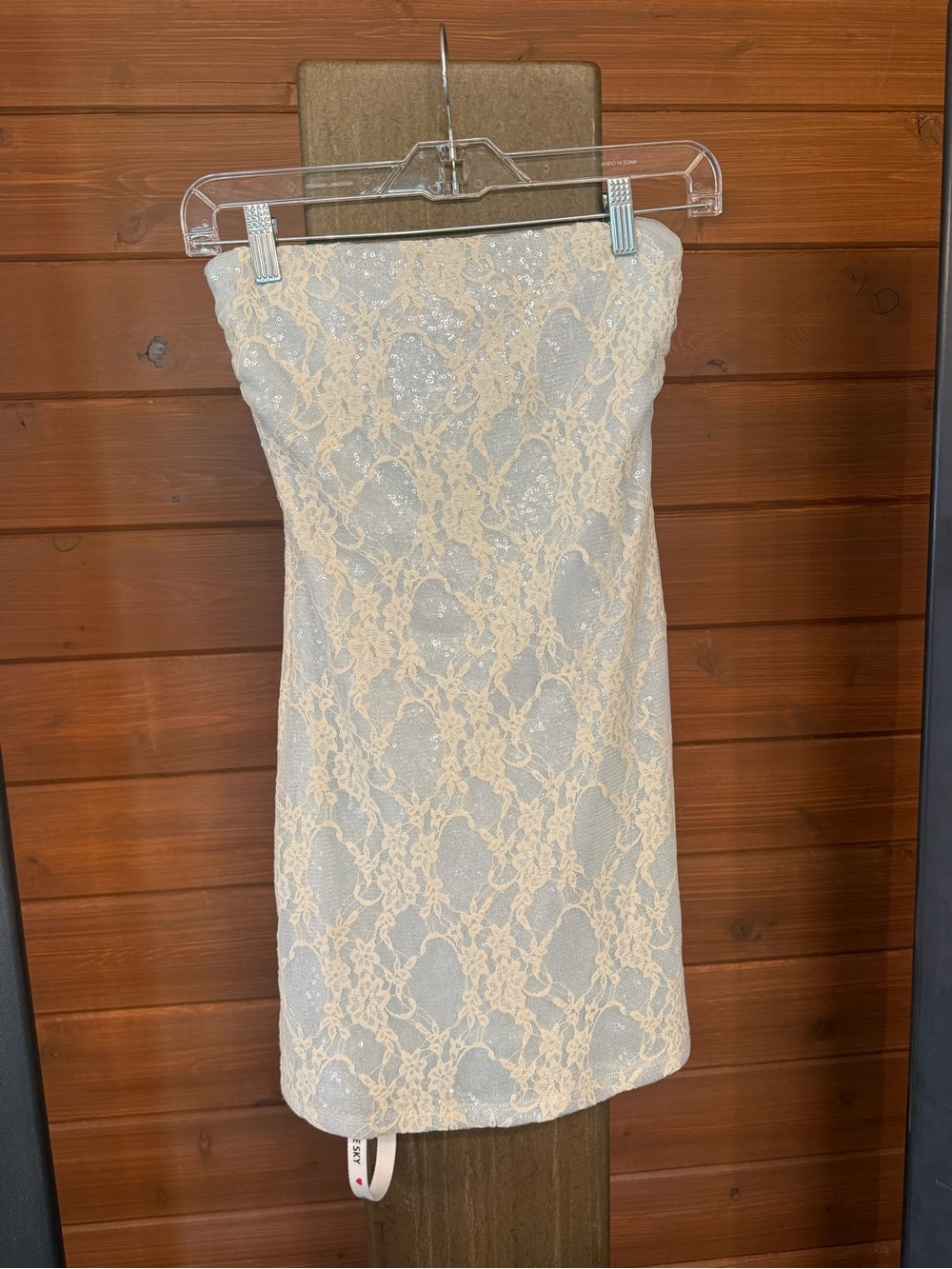 Lucy in the Sky Cream Lace Strapless Mini Dress